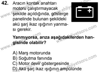 17 Aralık 2016 Tarihli Sürücü Adayları Sınavı N Kitapçığı 1. Oturum 42. Soru