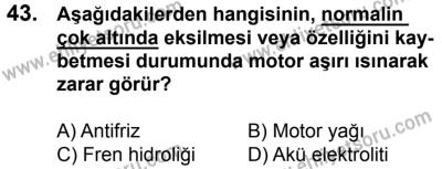 17 Aralık 2016 Tarihli Sürücü Adayları Sınavı N Kitapçığı 1. Oturum 43. Soru