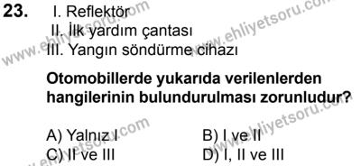 17 Aralık 2016 Tarihli Sürücü Adayları Sınavı N Kitapçığı 2. Oturum 23. Soru