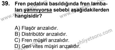 17 Aralık 2016 Tarihli Sürücü Adayları Sınavı N Kitapçığı 2. Oturum 39. Soru
