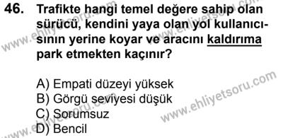 17 Aralık 2016 Tarihli Sürücü Adayları Sınavı N Kitapçığı 2. Oturum 46. Soru