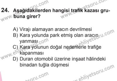 18 Ekim 2014 Tarihli Sürücü Adayları Sınavı K Kitapçığı 24. Soru