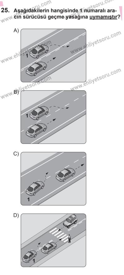 18 Ekim 2014 Tarihli Sürücü Adayları Sınavı K Kitapçığı 25. Soru