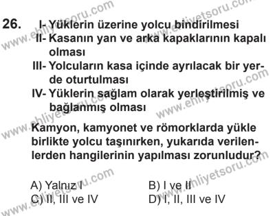 18 Ekim 2014 Tarihli Sürücü Adayları Sınavı K Kitapçığı 26. Soru