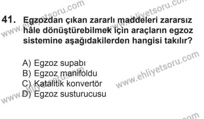18 Ekim 2014 Tarihli Sürücü Adayları Sınavı K Kitapçığı 41. Soru