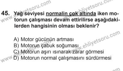 18 Ekim 2014 Tarihli Sürücü Adayları Sınavı K Kitapçığı 45. Soru