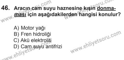 18 Ekim 2014 Tarihli Sürücü Adayları Sınavı K Kitapçığı 46. Soru