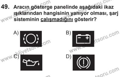 18 Ekim 2014 Tarihli Sürücü Adayları Sınavı K Kitapçığı 49. Soru