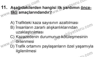 18 Ekim 2014 Tarihli Sürücü Adayları Sınavı L Kitapçığı 11. Soru