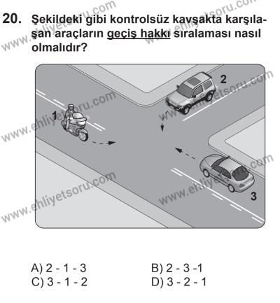 18 Ekim 2014 Tarihli Sürücü Adayları Sınavı L Kitapçığı 20. Soru
