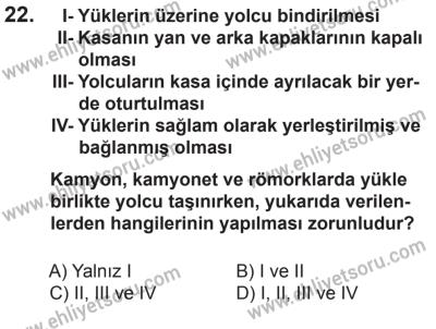 18 Ekim 2014 Tarihli Sürücü Adayları Sınavı L Kitapçığı 22. Soru
