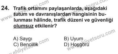 18 Ekim 2014 Tarihli Sürücü Adayları Sınavı L Kitapçığı 24. Soru