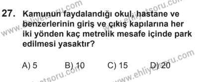 18 Ekim 2014 Tarihli Sürücü Adayları Sınavı L Kitapçığı 27. Soru