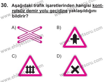18 Ekim 2014 Tarihli Sürücü Adayları Sınavı L Kitapçığı 30. Soru