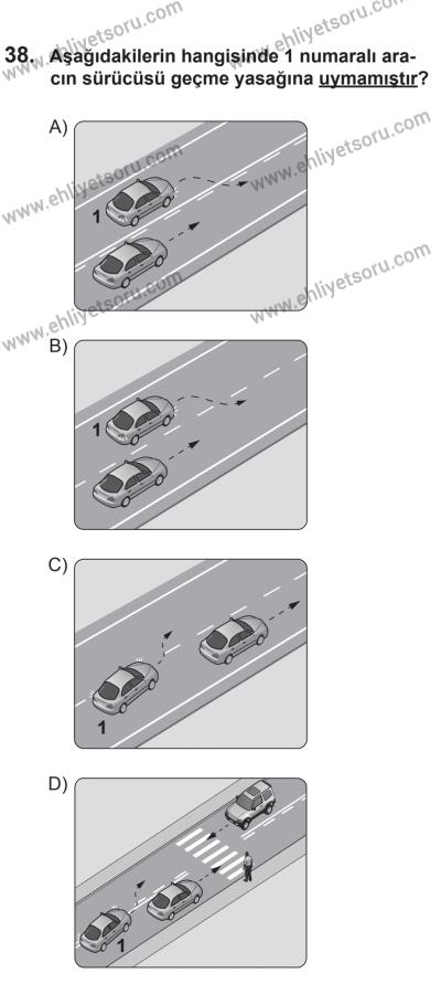 18 Ekim 2014 Tarihli Sürücü Adayları Sınavı L Kitapçığı 38. Soru