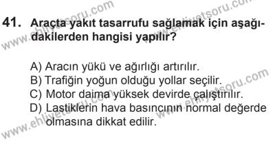 18 Ekim 2014 Tarihli Sürücü Adayları Sınavı L Kitapçığı 41. Soru