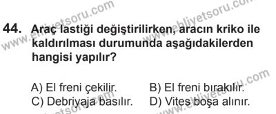 18 Ekim 2014 Tarihli Sürücü Adayları Sınavı L Kitapçığı 44. Soru
