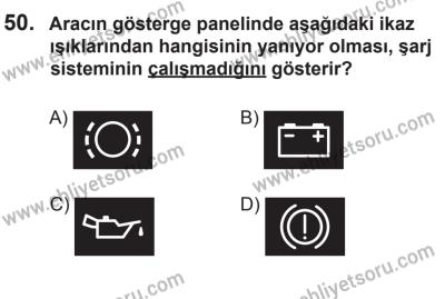 18 Ekim 2014 Tarihli Sürücü Adayları Sınavı L Kitapçığı 50. Soru