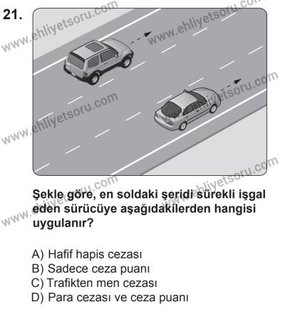 18 Ekim 2014 Tarihli Sürücü Adayları Sınavı M Kitapçığı 21. Soru