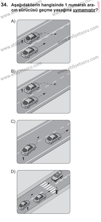 18 Ekim 2014 Tarihli Sürücü Adayları Sınavı M Kitapçığı 34. Soru