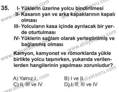 18 Ekim 2014 Tarihli Sürücü Adayları Sınavı M Kitapçığı 35. Soru
