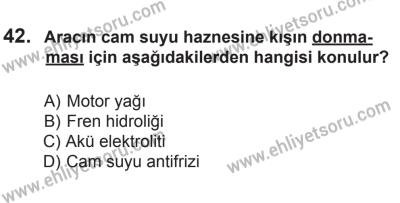 18 Ekim 2014 Tarihli Sürücü Adayları Sınavı M Kitapçığı 42. Soru