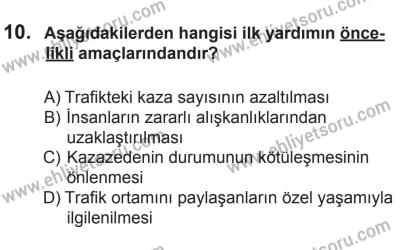 18 Ekim 2014 Tarihli Sürücü Adayları Sınavı N Kitapçığı 10. Soru
