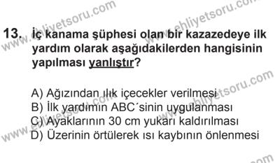 18 Ekim 2014 Tarihli Sürücü Adayları Sınavı N Kitapçığı 13. Soru