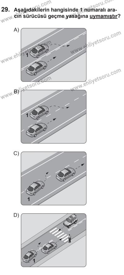 18 Ekim 2014 Tarihli Sürücü Adayları Sınavı N Kitapçığı 29. Soru