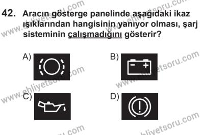 18 Ekim 2014 Tarihli Sürücü Adayları Sınavı N Kitapçığı 42. Soru