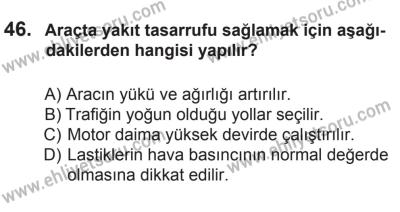 18 Ekim 2014 Tarihli Sürücü Adayları Sınavı N Kitapçığı 46. Soru