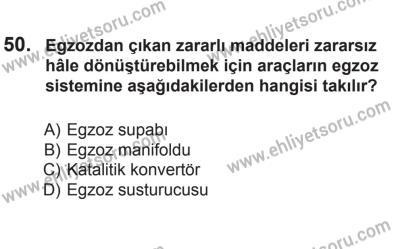 18 Ekim 2014 Tarihli Sürücü Adayları Sınavı N Kitapçığı 50. Soru