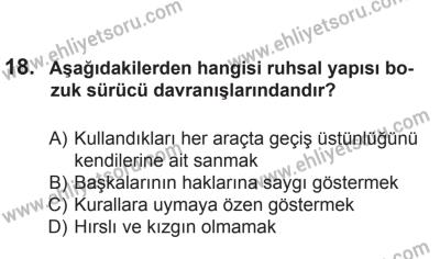 2 Kasım 2013 Tarihli Sürücü Adayları Sınavı K Kitapçığı 18. Soru
