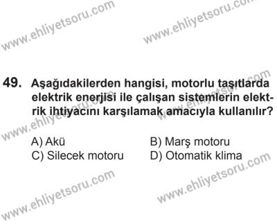 2 Kasım 2013 Tarihli Sürücü Adayları Sınavı K Kitapçığı 49. Soru