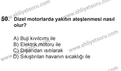 2 Kasım 2013 Tarihli Sürücü Adayları Sınavı K Kitapçığı 50. Soru