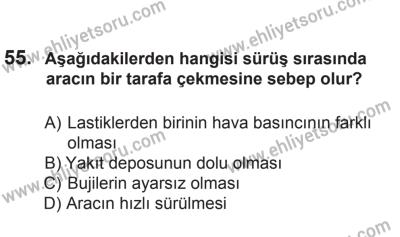 2 Kasım 2013 Tarihli Sürücü Adayları Sınavı K Kitapçığı 55. Soru