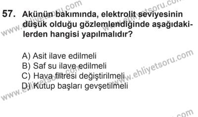 2 Kasım 2013 Tarihli Sürücü Adayları Sınavı K Kitapçığı 57. Soru