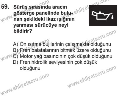 2 Kasım 2013 Tarihli Sürücü Adayları Sınavı K Kitapçığı 59. Soru