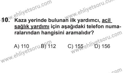 2 Kasım 2013 Tarihli Sürücü Adayları Sınavı L Kitapçığı 10. Soru