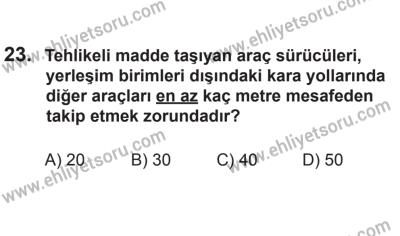 2 Kasım 2013 Tarihli Sürücü Adayları Sınavı L Kitapçığı 23. Soru