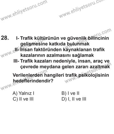 2 Kasım 2013 Tarihli Sürücü Adayları Sınavı L Kitapçığı 28. Soru