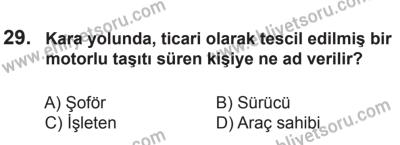2 Kasım 2013 Tarihli Sürücü Adayları Sınavı L Kitapçığı 29. Soru