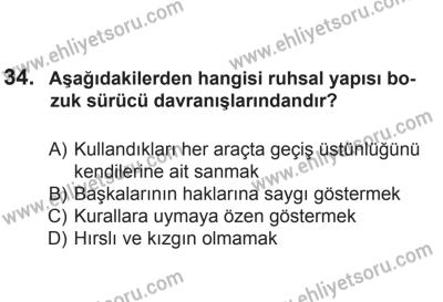 2 Kasım 2013 Tarihli Sürücü Adayları Sınavı L Kitapçığı 34. Soru