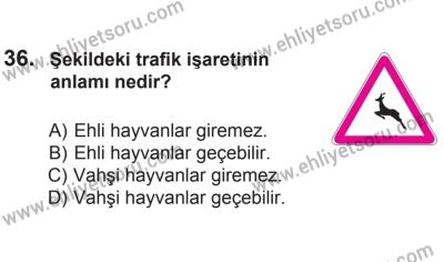 2 Kasım 2013 Tarihli Sürücü Adayları Sınavı L Kitapçığı 36. Soru