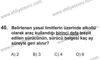 2 Kasım 2013 Tarihli Sürücü Adayları Sınavı L Kitapçığı 40. Soru