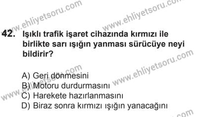 2 Kasım 2013 Tarihli Sürücü Adayları Sınavı L Kitapçığı 42. Soru