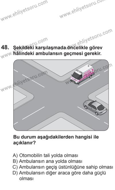 2 Kasım 2013 Tarihli Sürücü Adayları Sınavı L Kitapçığı 48. Soru