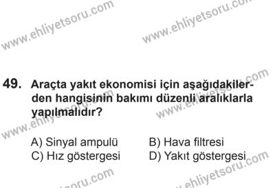 2 Kasım 2013 Tarihli Sürücü Adayları Sınavı L Kitapçığı 49. Soru