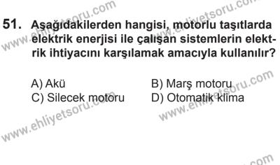 2 Kasım 2013 Tarihli Sürücü Adayları Sınavı L Kitapçığı 51. Soru