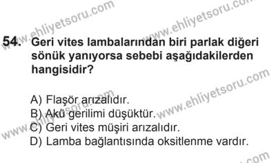 2 Kasım 2013 Tarihli Sürücü Adayları Sınavı L Kitapçığı 54. Soru